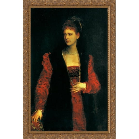 Zerline Gabillon 26x40 Large Gold Ornate Wood Framed Canvas Art by Hans Makart