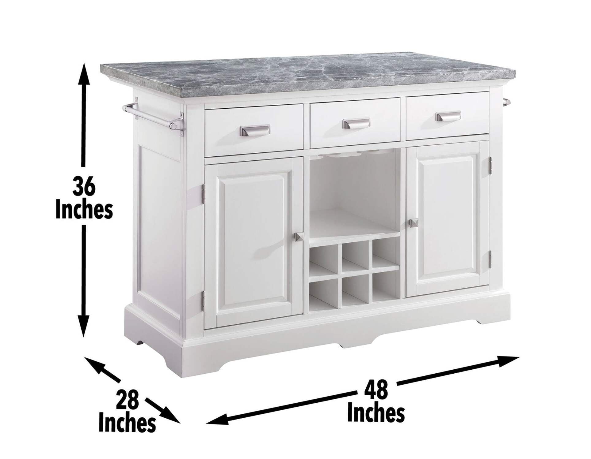 Zermatt Kitchen Island White White Wood - Walmart.com