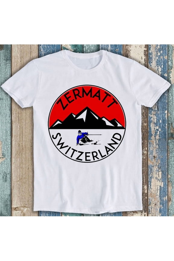 Zermatt Switzerland Mountain Skiing Ski Snowboard Funny Gift Tee T Shirt 1917