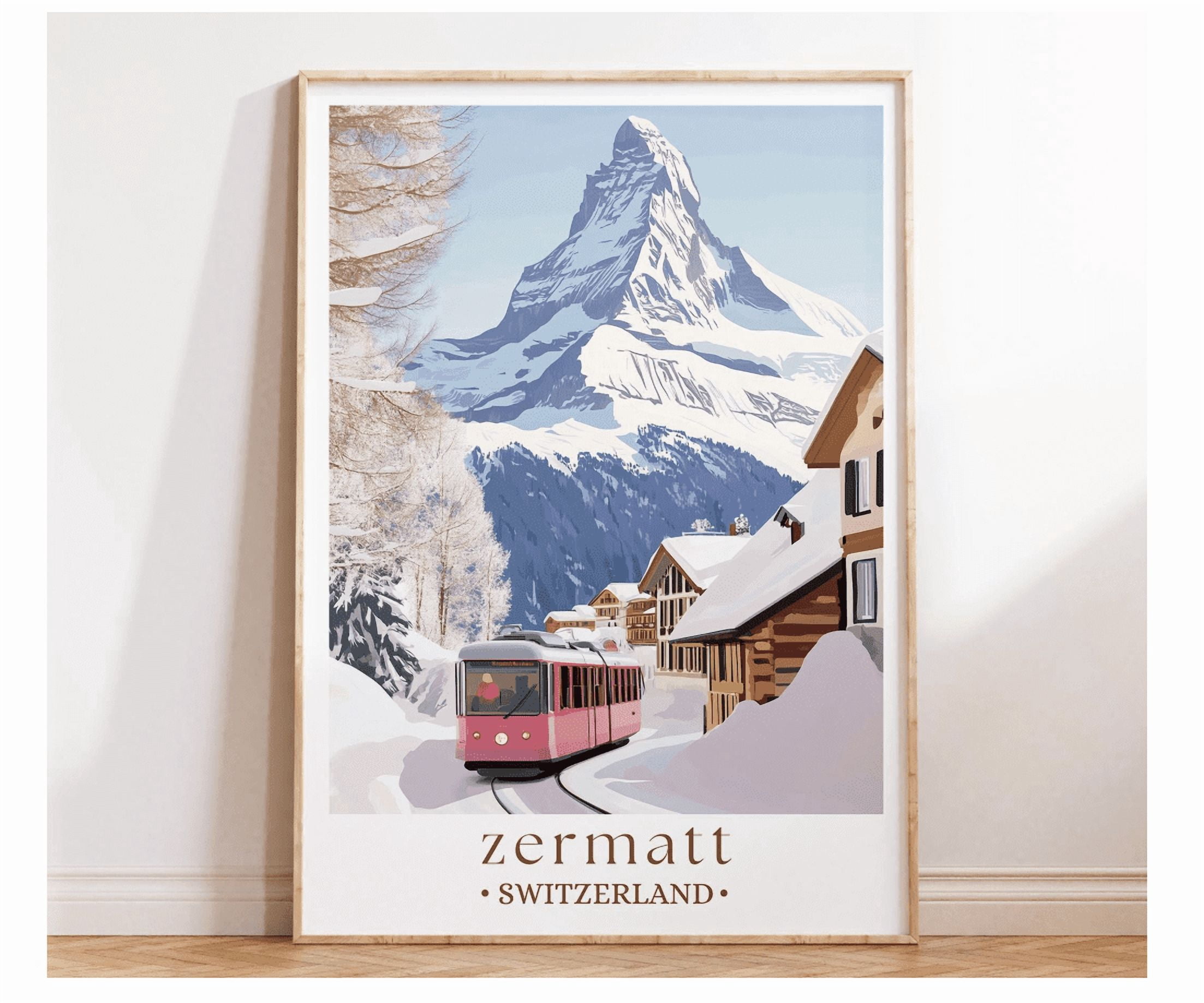 Zermatt Switzerland Poster Mountain Wall Art Swiss Alps Poster ...