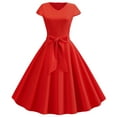 thumbnail image 1 of Zermoge Plus Size Dresses for Women Ladies Women Vintage Short Sleeve Swing 50s Housewife Casual Evening Party Prom Dress, 1 of 9
