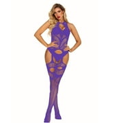 Zermoge Plus Size Lingerie Sexy Womens Lingerie Fishnet Open Crotch Seamless Mesh Netting Stockings Chemise Hollow Out Babydoll Bodysuit Sleepwear