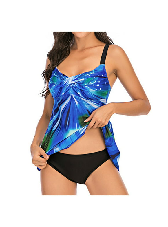 Zermoge Swimwear Swimsuit Women, Ladies Fashion Color Printing Vest Skirt Swimsuit Split Bikini Women's Large Size Swimsuit