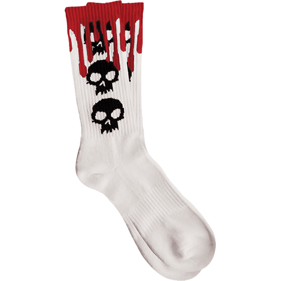Zero 3 Skull Blood Crew Socks White 1Pr