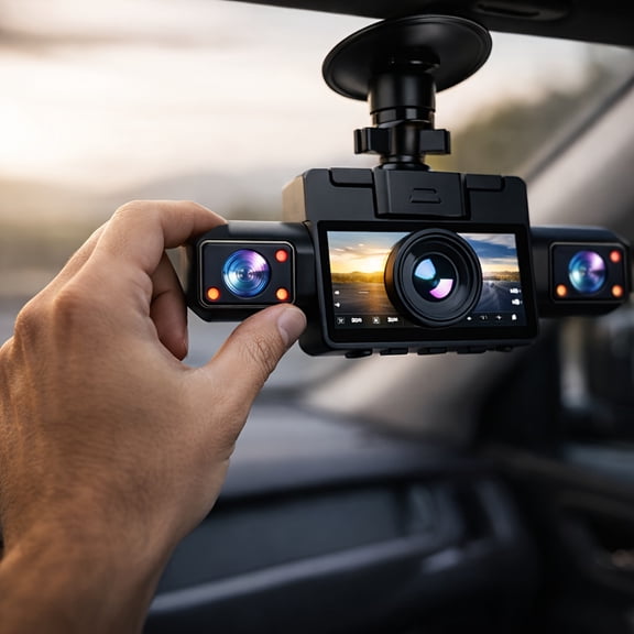 Zero Blind Spots 4-Channel Dash Cam | 1080P Front Inside Rear Car Camera, Night Vision, G-Sensor Accident Lock, 24H Parking Mode, Universally Applicable, Drivers Side, 5V Car Plug, Without Battery