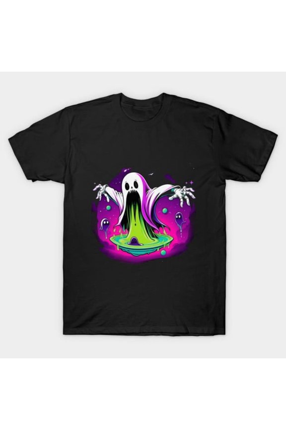 Zero Boo Regrets Glow Ghost Neon Slime Spirit Vintage Halloween Retro G1894 T-Shirt, for men and women, Up to Size 5XL