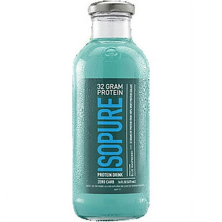 Zero Carb 100% Whey Protein Isolate Drink - Blue Raspberry (12 Drinks, 16 Fl Oz. Each)