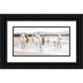 thumbnail image 1 of Zero Creative STUDIO 18x11 Black Ornate Wood Framed with Double Matting Museum Art Print Titled - Horses on the beach, 1 of 4