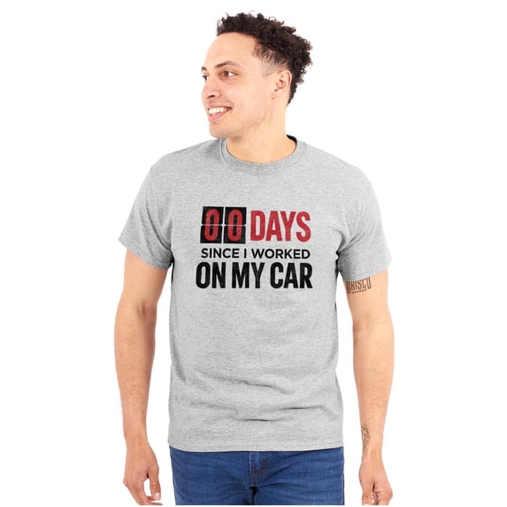 Zero Days Worked On Car Grease Monkey Plus Size Crewneck Graphic Tee Shirt Brisco Brands 4X