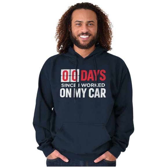 Zero Days Worked On Car Grease Monkey Unisex Plus Fleece Graphic Hoodie Brisco Brands 2X