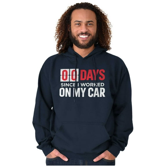 Zero Days Worked On Car Grease Monkey Unisex Plus Fleece Graphic Hoodie Brisco Brands 2X