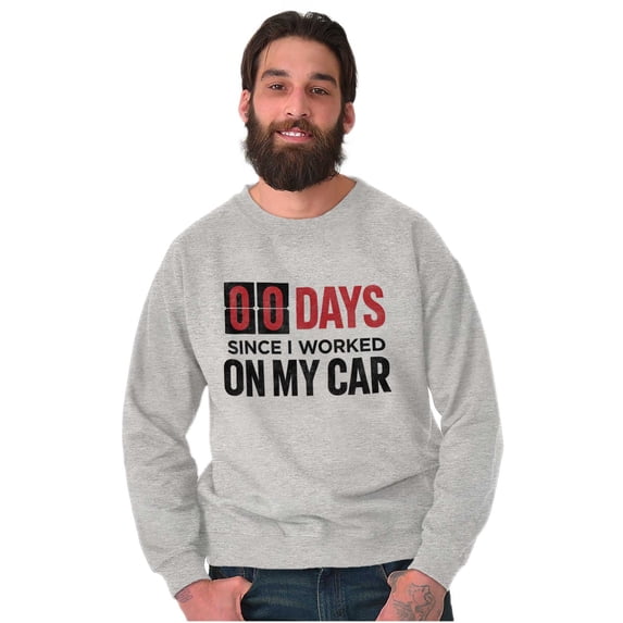 Zero Days Worked On Car Grease Monkey Unisex Plus Fleece Graphic Sweatshirt Brisco Brands 2X