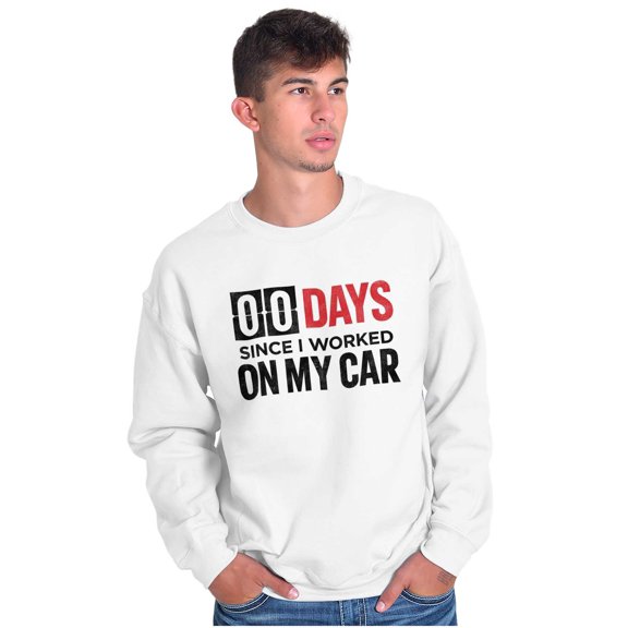 Zero Days Worked On Car Grease Monkey Unisex Plus Fleece Graphic Sweatshirt Brisco Brands 2X