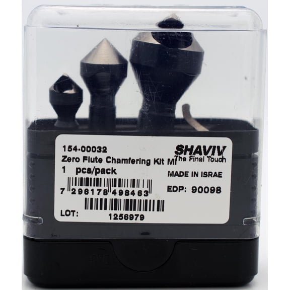 Zero Flute Chamfering Kit 3pcs for Holes Up To 20mm or 13/16" Bit. Shaviv 90098