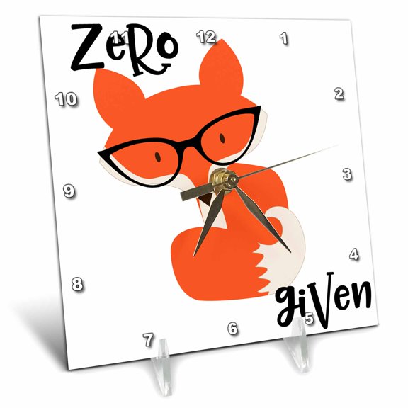 3dRose, Zero Fox Given, 6x6 Desk Clock