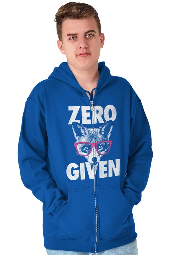 Zero Fox Given Cute Sarcastic Humor Unisex Fleece Graphic Zip Up Hoodie Brisco Brands 4X