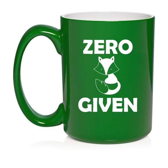 Zero Fox Given Funny Ceramic Coffee Mug Tea Cup Gift (15oz Green)