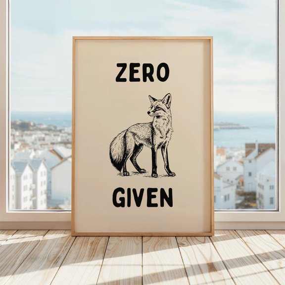 Zero Fox Given Print Fox Poster Beige & Black
