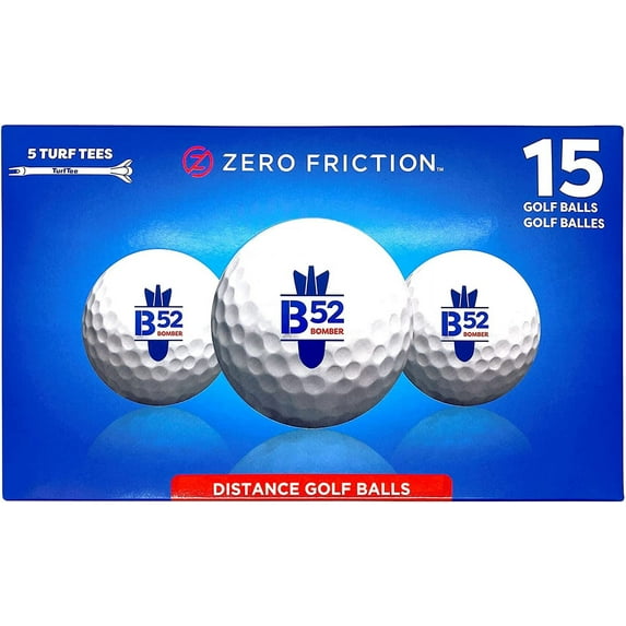 Zero Friction B52 Distance Golf Ball - 15 Piece White Ball Set