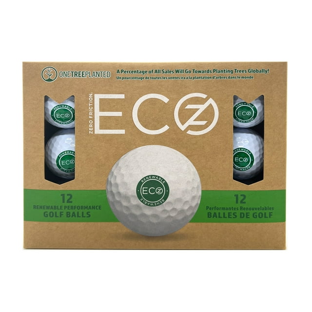 Zero Friction ECO Z Golf Balls, White Dimple, 12 Count