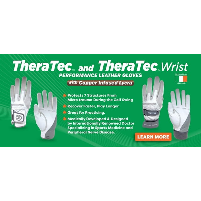 Zero Friction Men’s Compression Fit Theratec Golf Glove, Wrist Wrap ...