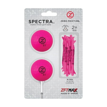 Zero Friction Spectra 2 Ball/ 2.75 inch Tee Pack, Neon Fuchsia