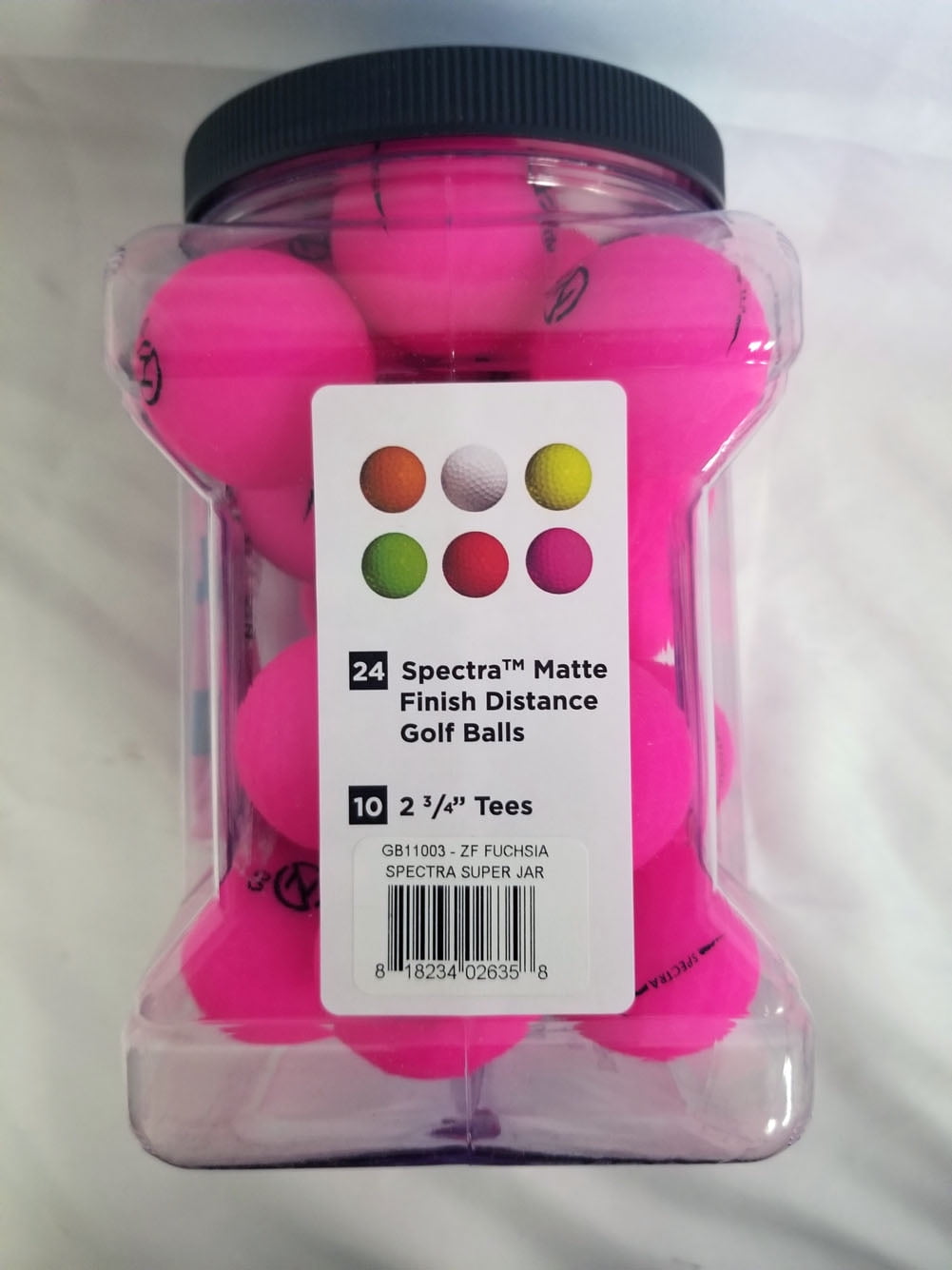 Zero Friction Spectra Matte Golf Balls Jar (FUSCHIA) & 2 3/4" (10pk