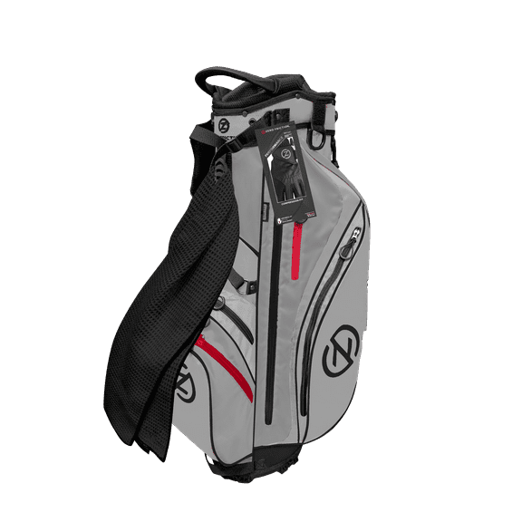 Zero Friction Stand Bag (6-way top, Gray, Bonus Towel and Glove) Golf NEW