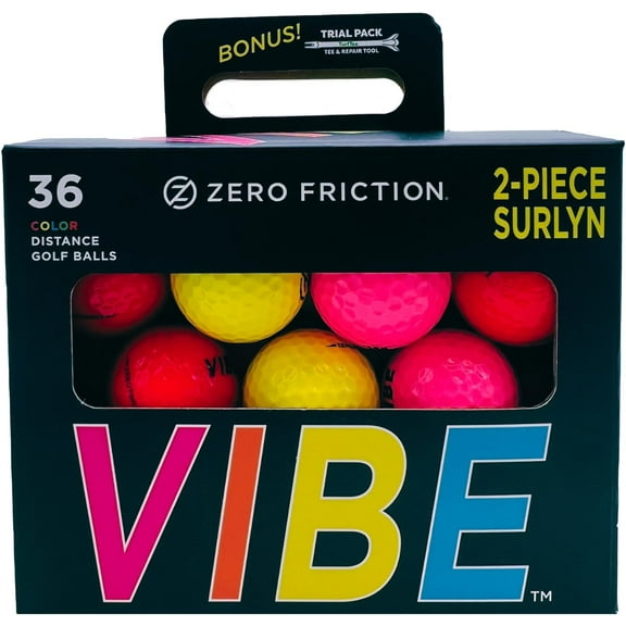 Zero Friction Vibe Colored Golf Balls - 36 Pack