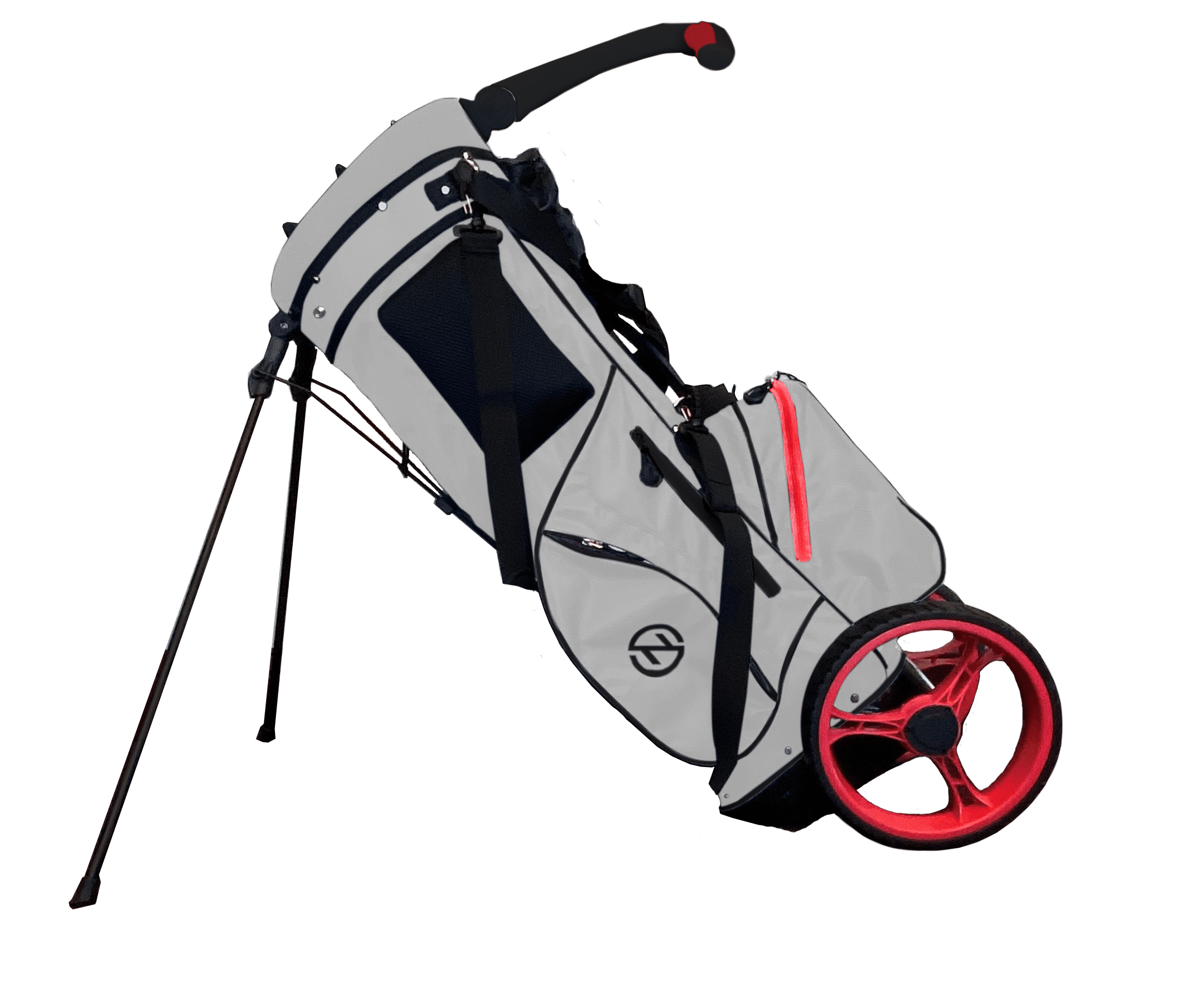 Zero Friction Wheel Pro Push Cart & Stand Bag, Grey