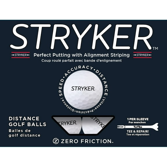 Zero Friction White Stryker Golf Ball - Dozen
