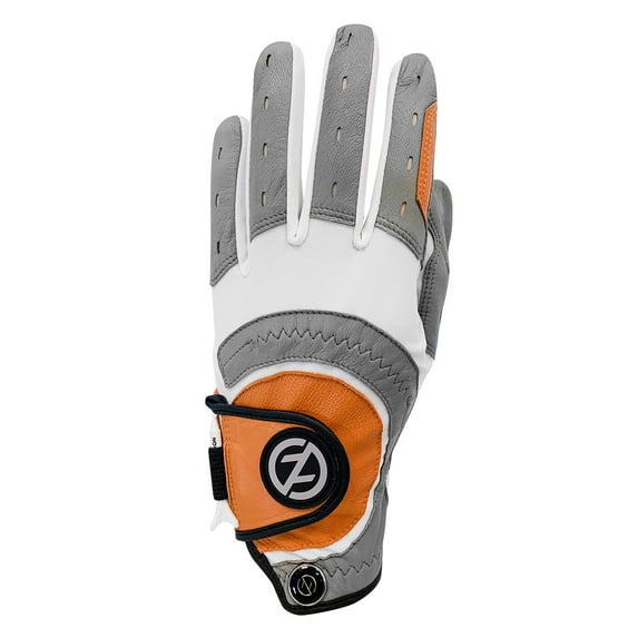 Zero Friction Xtreme Glove (LEFT, Orange/Grey/White) UNIVERSAL FIT Golf NEW
