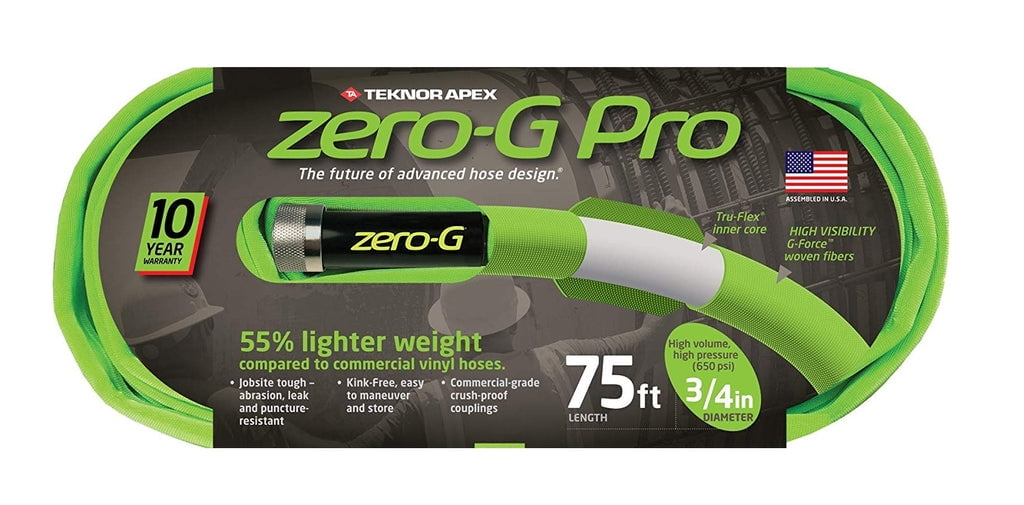 Zero-G Zero-G Pro 4300-75 Garden Hose, Green, 3/4" Dia x 75' L