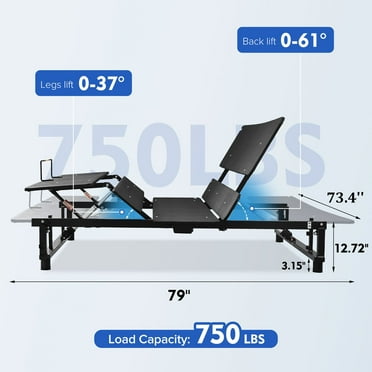 Zero Gravity Adjustable Bed Frame, King Size with Quiet Motor/Wireless Remote/750LB Capacity, Metal Base for Back Pain Relief, Black