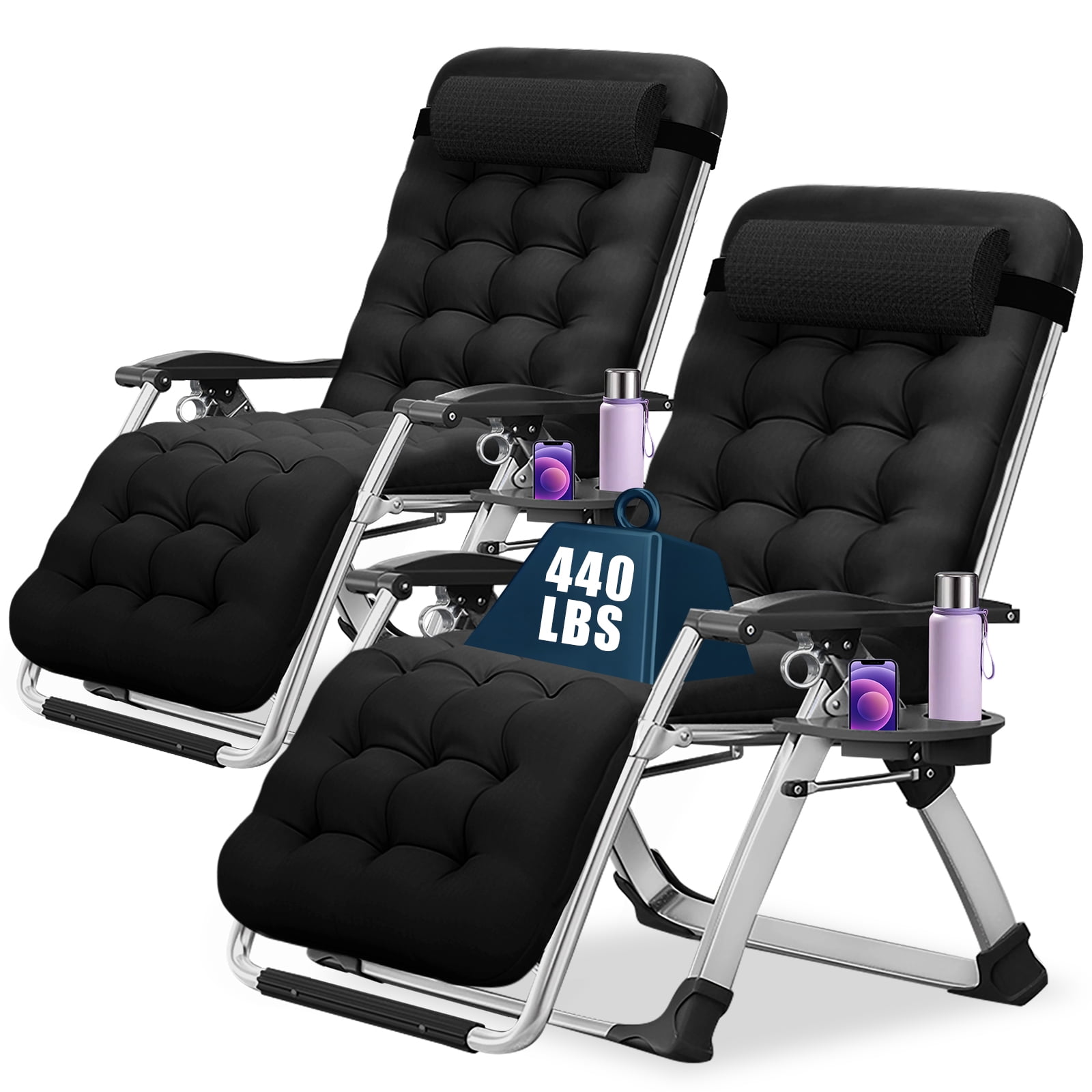 Zero Gravity Chair 2 Pack Lounge Chair with Removable Pad Cup Holder for Indoor and Outdoor Folding Reclining Chair Set of 2 for Adults
