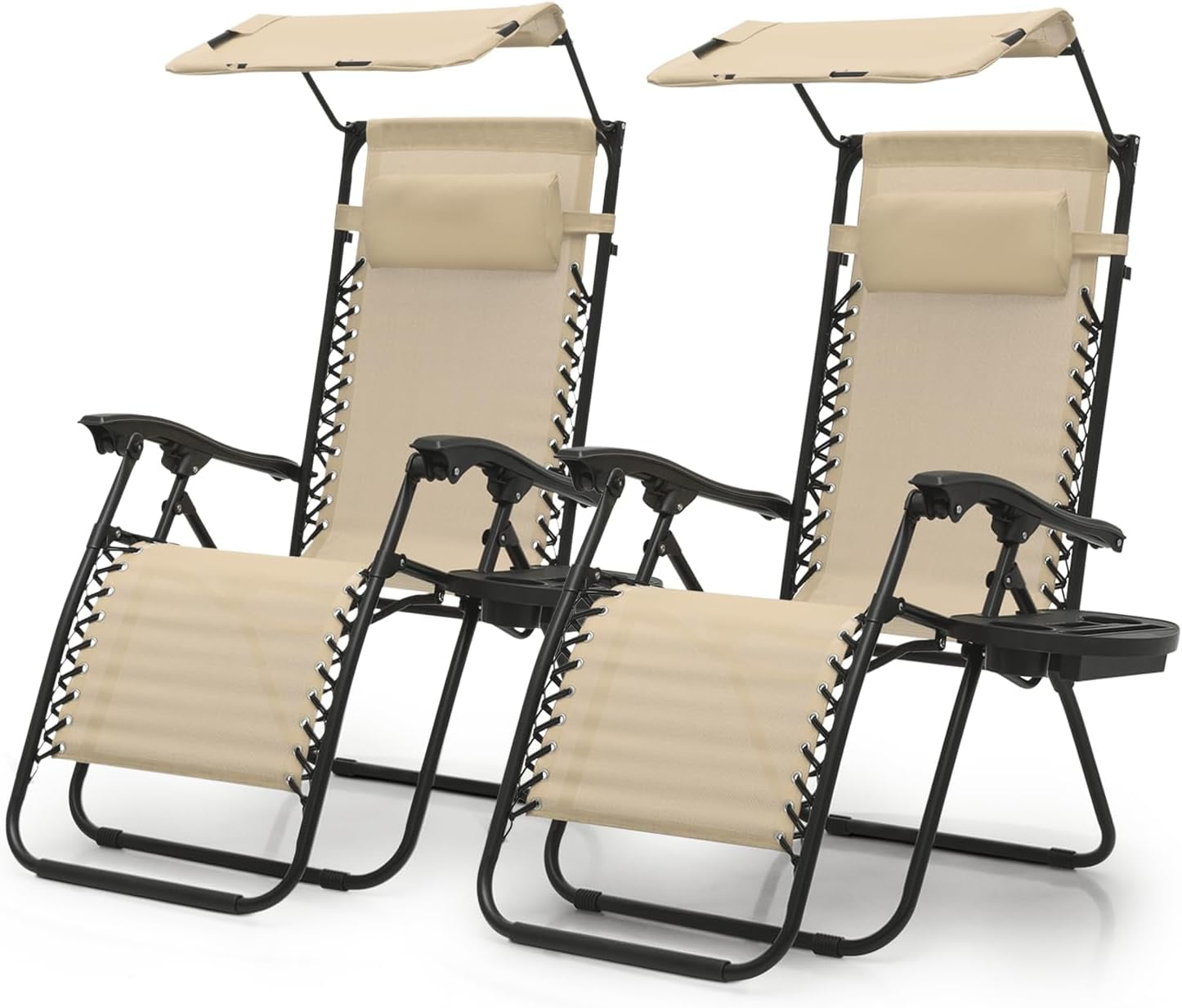Zero Gravity Chair with Canopy Set of 2, Reclining Outdoor Patio Lounge ...
