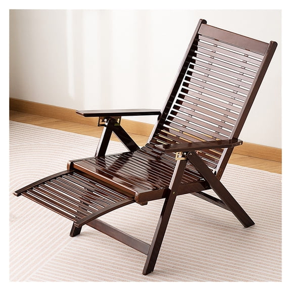 Zero Gravity Chair Folding Patio Lounge Chair Outdoor Recliner with Armrest,Bamboo Chair Leisure Relax Chair Rocker with 5-Gear Adjustable Backrest