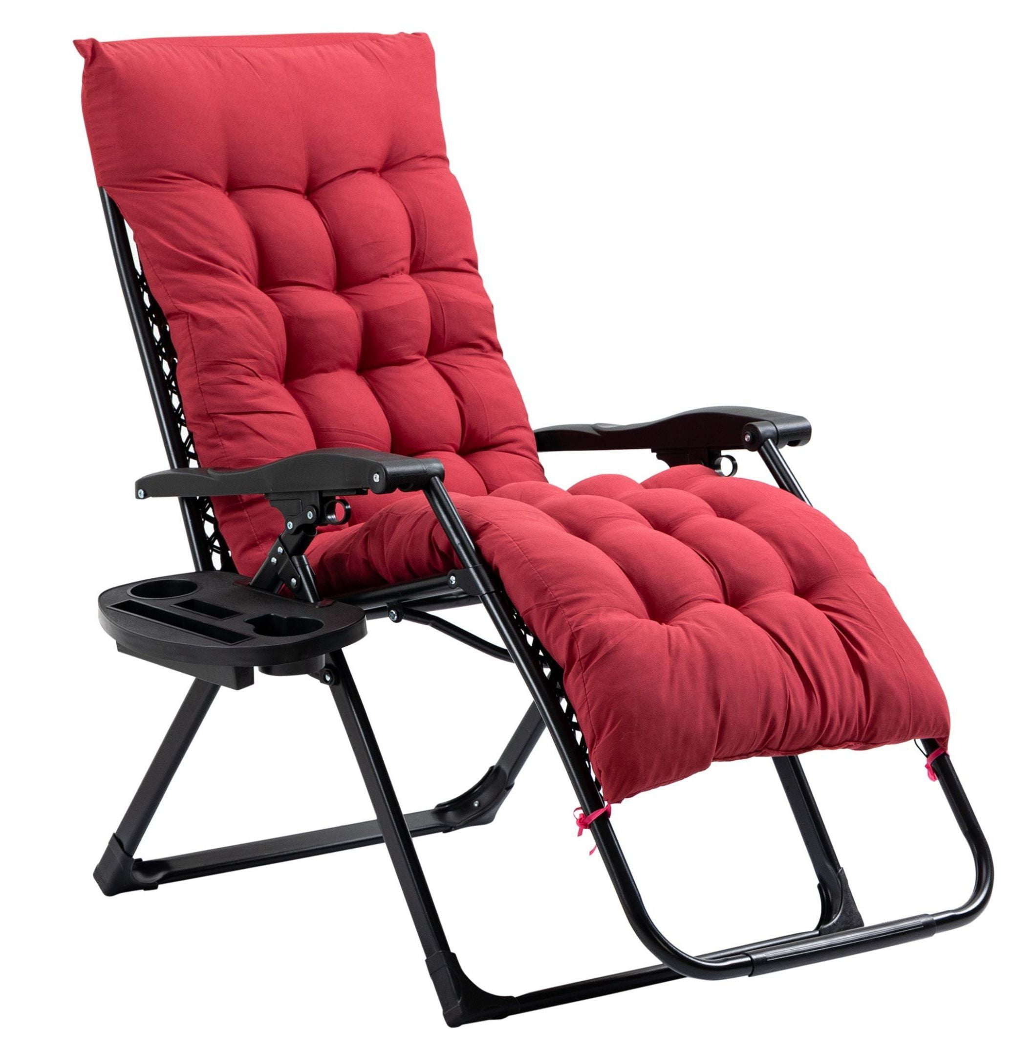 Zero Gravity Chair Folding Recliner with Cup Holder - Red Outdoor ...