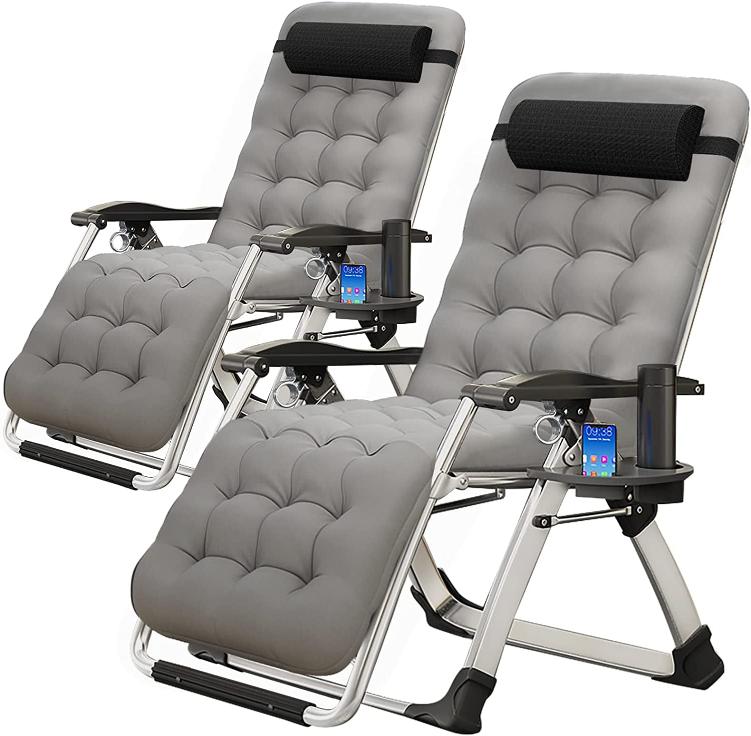 Zero Gravity Chair, Outdoor Padded Lounge Chair with Side Table, Zero ...