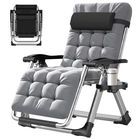 Zero Gravity Chair,Reclining Lounge Chair with Mattress and Locking Recline0170,Removable Side Table and Adjustable Pillow,Removable Cushion,Compact Fold No Assembly,for Patio,Pool,Beach