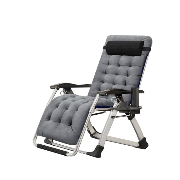 Zero Gravity Chair, Reclining Lounge Chair with Mattress and Pillow, 440 lb Capacity Locking Recline, Removable Cushion Side Table, Compact Fold No Assembly for Patio Pool Beach Yard