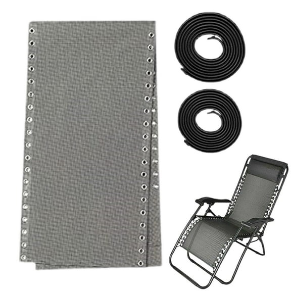 Zero Gravity Chair Replacement Fabric 17" Wide, Reclining Patio Gravity Chairs Repair Cloth with 4pcs Elastic Replacement Cord Laces, Chair Repair Cord Kit for Outdoor Lounge Chair(Grey)