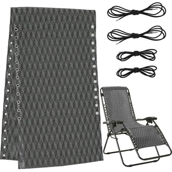 Zero Gravity Chair Replacement Fabric Antigravity Folding Lounge Chair Cloth Part with 4PCS Patio Recliner Repair Elastic Lace Cords Black DIY