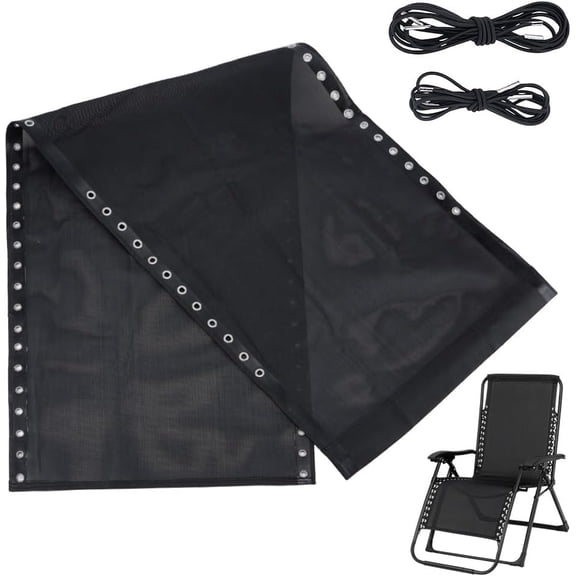 Zero Gravity Chair Replacement Fabric Kit Polyester Folding Chair Repair Set with Rope 20.7x61.8Inch Black Replacement Cloth