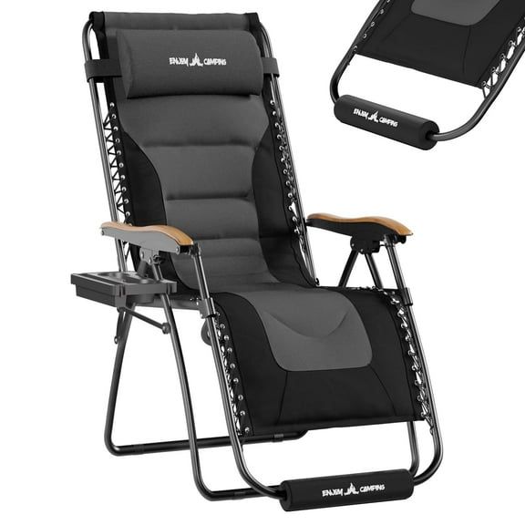 Zero Gravity Chair Set of 2/1 XL 29In Oversized Outdoor Anti Gravity Chairs Patio Lounge Folding Adjustable Chair with Cup Holder Foot Pad & Padded Headrest, Support 500lbs