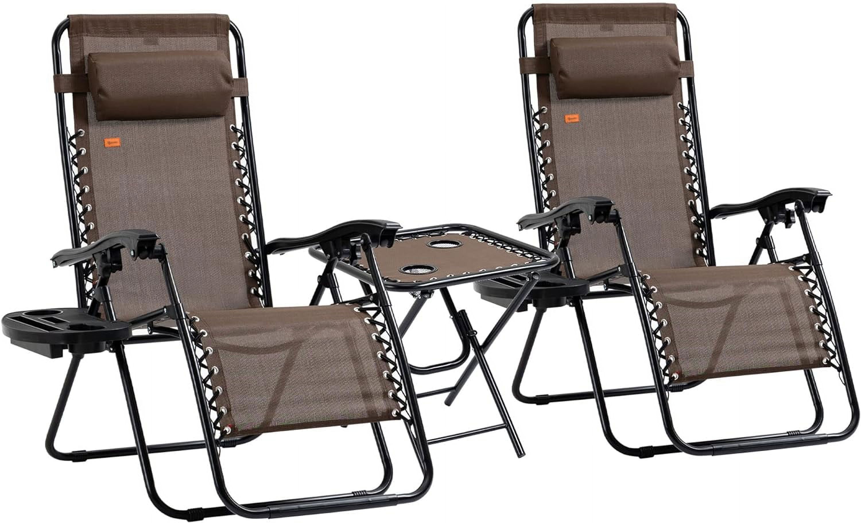 Zero Gravity Chair Set with Side Table Folding Reclining Chair with