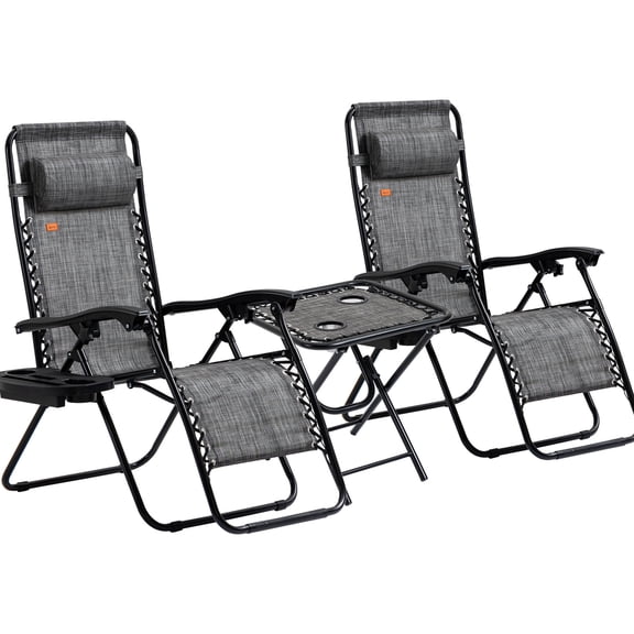 Zero Gravity Chair Set with Padded Pillow Headrests / Comfortable Lay - down Experience