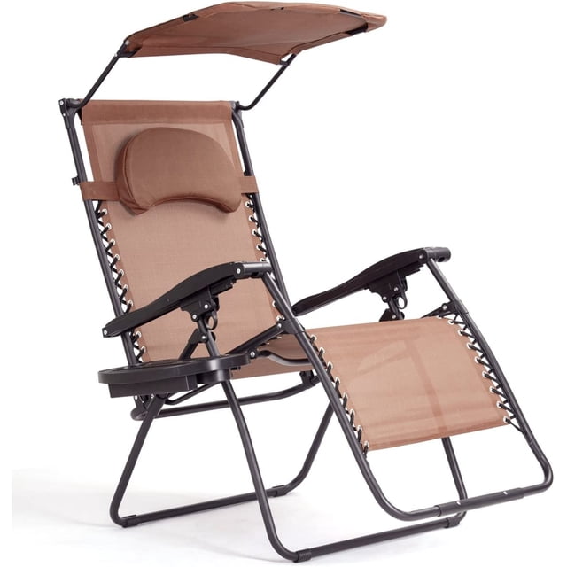 Zero Gravity Chair with Shade Canopy, Reclining Lounge Chair with ...