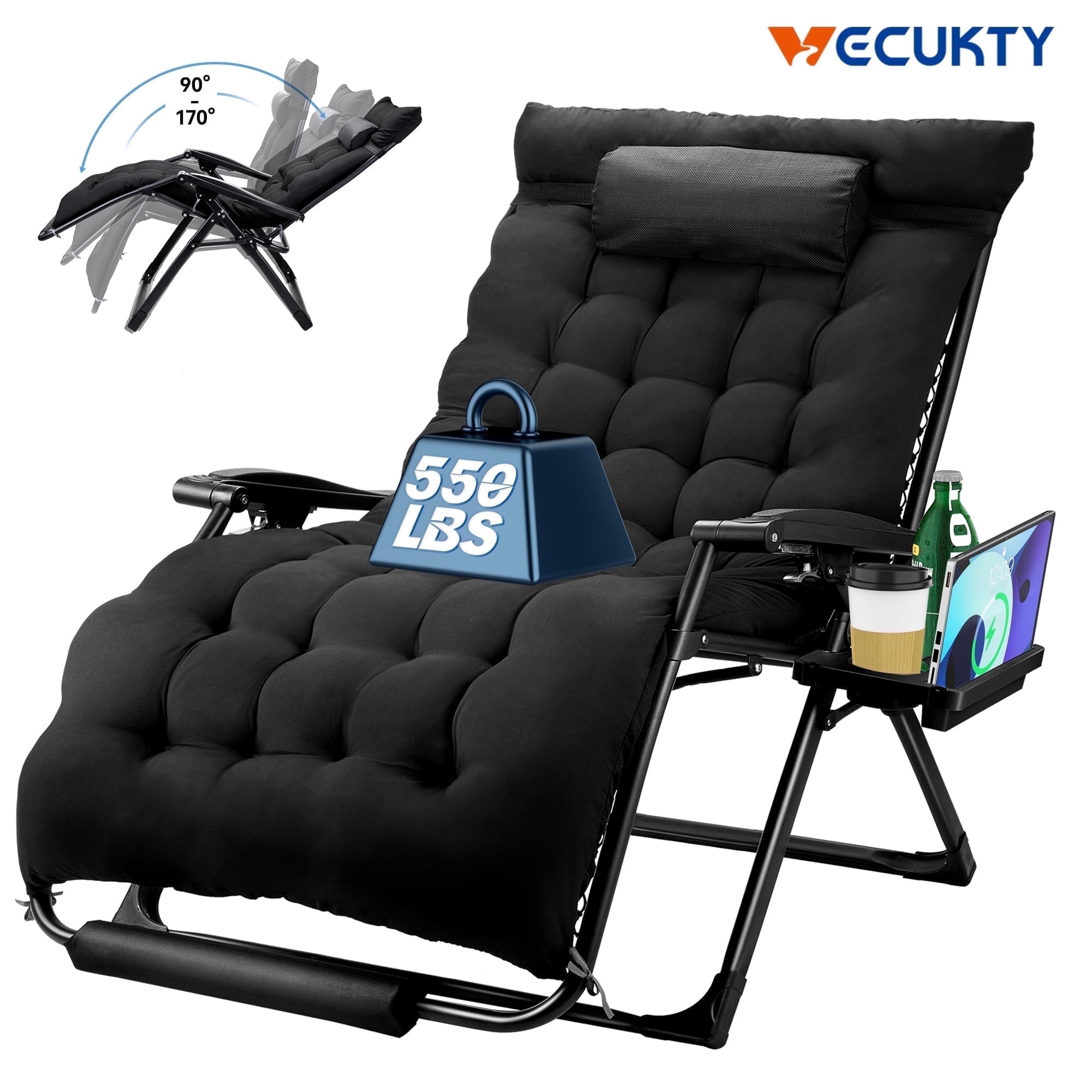 VECUKTY XXL 33IN Oversized Zero Gravity Chair, Black UK Ubuy
