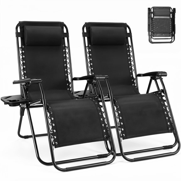 Zero Gravity Chairs Set of 2, Folding Lounge Recliner Chair